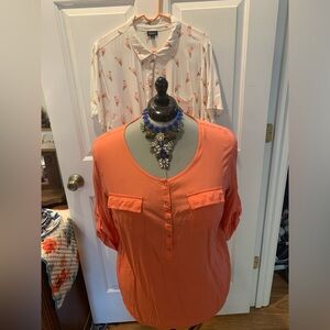 Torrid Size 3 Women's Short Sleeve blouses top lot of 2 ice cream cone flamingos